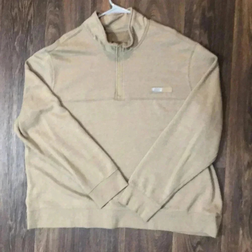 Ocean Coast Camel Cotton Blend  Quarter Zip Pullover Men’s Size 2XL